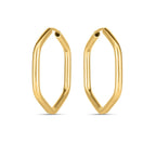 14k yellow gold endless hexagon hoop earrings with sleek geometric design, stylish jewelry for women.