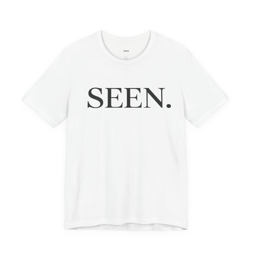 Black SEEN. Minimalist Tee by Wear Your Worship featuring simple design on classic black fabric.