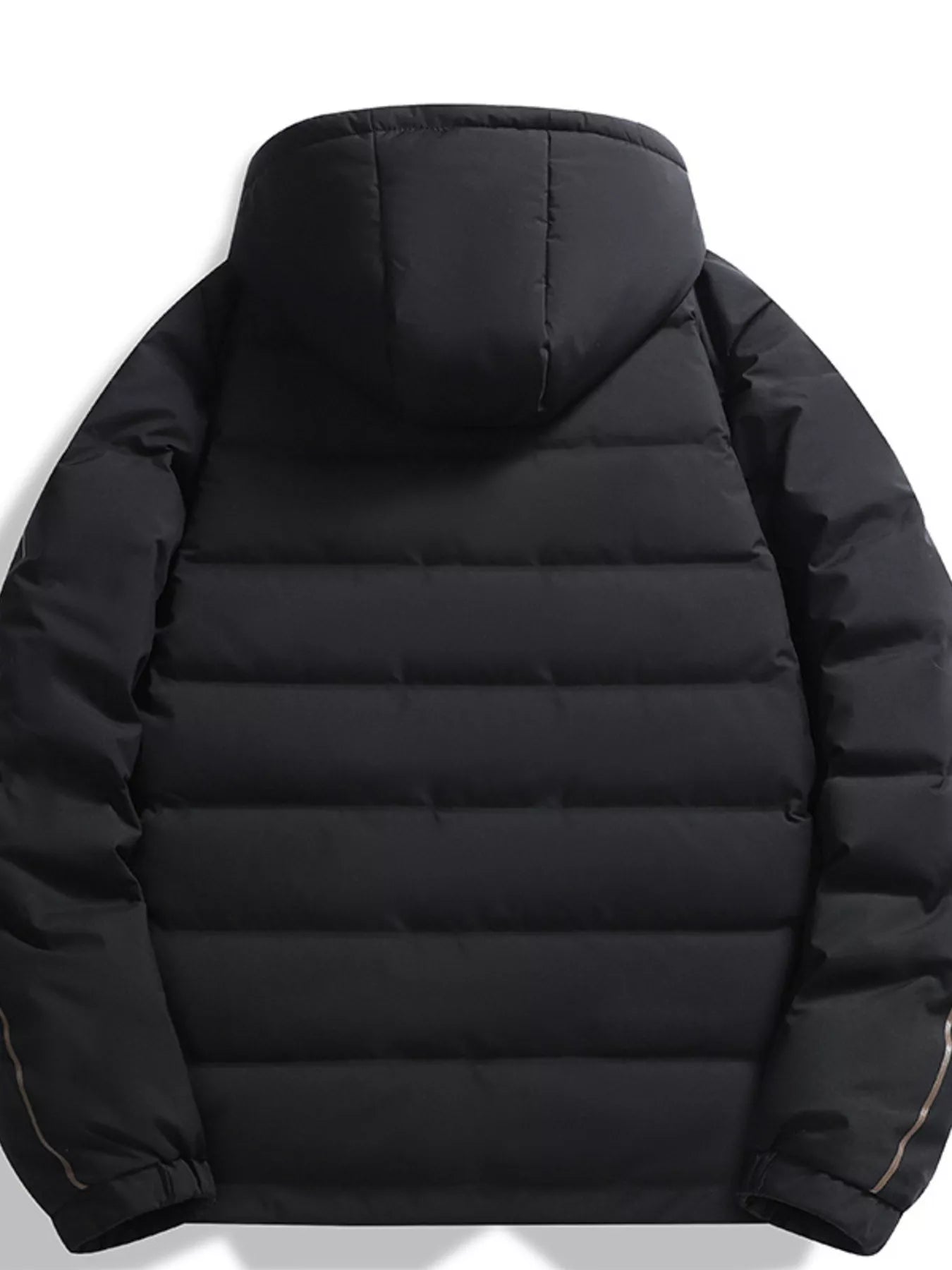 Men's plus size warm padded hooded winter puffer jacket by Shopimist, showcasing its quilted design and cozy hood for cold weather.