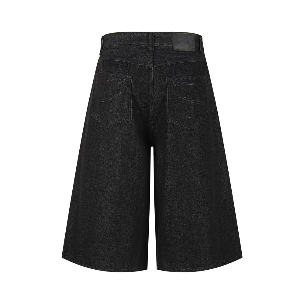 Western-inspired loose wide-leg cropped pants by Plush Fashion Hub, showing beige fabric and relaxed fit style.