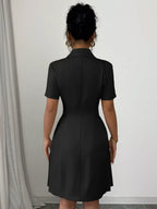 Double-Breasted Pleated Blazer Dress