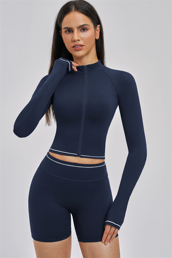 Fitglutes Activewear Unbound Jacket Shorts 2-piece set, stylish gymwear for workout and sports activities, featuring a fitted jacket and shorts.