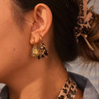 Leopard Series Love Sun Pendant made of stainless steel, featuring a detailed leopard and sun design, decorative jewelry ornament.