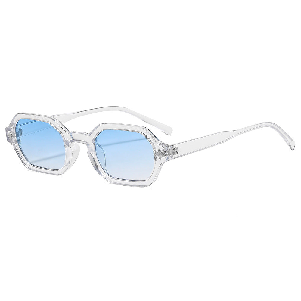 Polygonal small-frame hexagonal sunglasses by Plush Fashion Hub with UV protection, unisex eye wear for stylish sun protection.