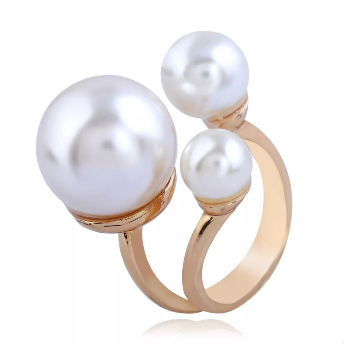 18K gold-plated pearl open ring with delicate band and lustrous pearl, stylish jewelry by Shopimist