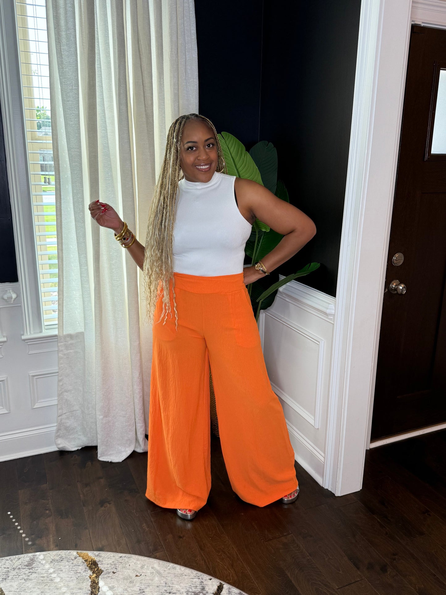 Orange Wide Leg Pants The Bella Noire Store