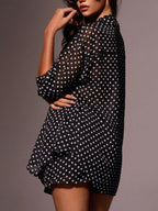 Polka Dot Button Up Shirt and Shorts Set