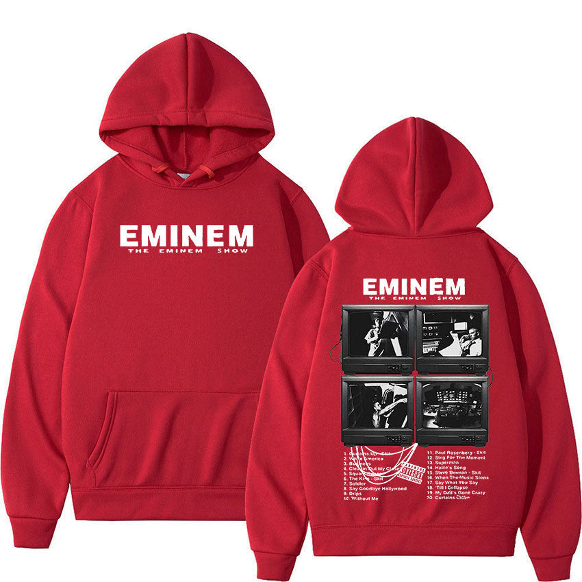 Unisex Eminem World Tour hoodie by eprolo featuring bold graphic print, comfortable sweatshirt with a casual fit.