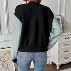 Women’s Color-Blocked Baseball Collar Casual Long-Sleeved Zipper Jacket