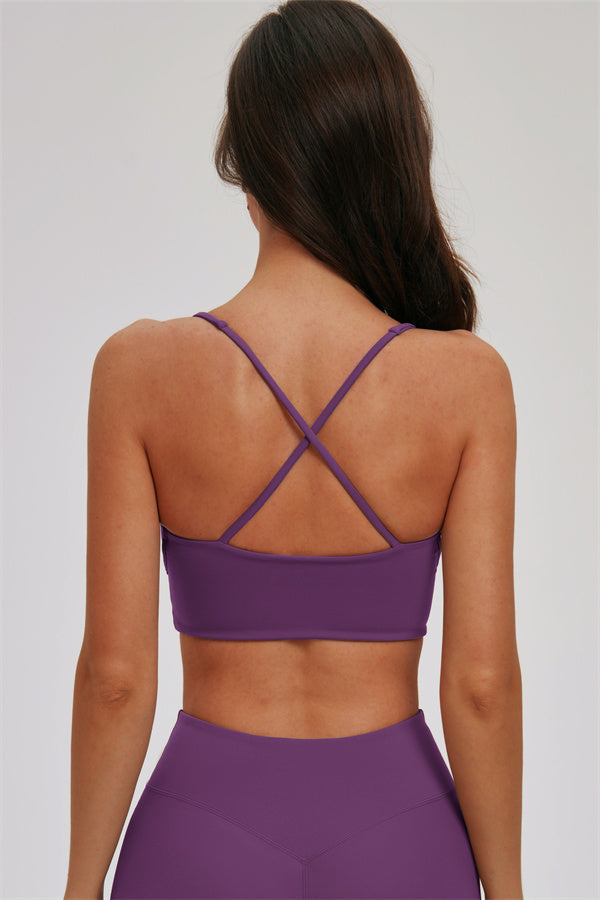 Fitglutes Activewear Kinetic Cross Back Sports Bra and leggings 2-piece workout set, black with stylish cross-back design