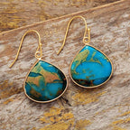 18K gold-plated earrings featuring natural stones, stylish and elegant jewelry accessory with a polished finish.