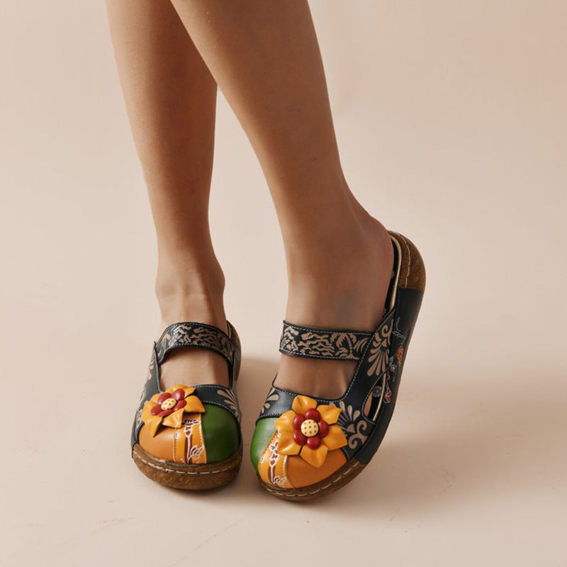 Colorful plush fashion hub flat toe sandals with thick soles and candy-colored design, ideal for summer ladies' footwear.