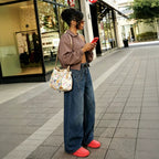 Retro Deconstructed Knife-Edge Straight Leg Jeans