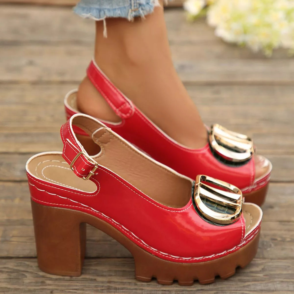 Open toe block heels sandals by Shopimist featuring stylish design and comfortable chunky heel for summer wear