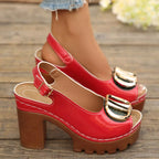 Open toe block heels sandals by Shopimist featuring stylish design and comfortable chunky heel for summer wear