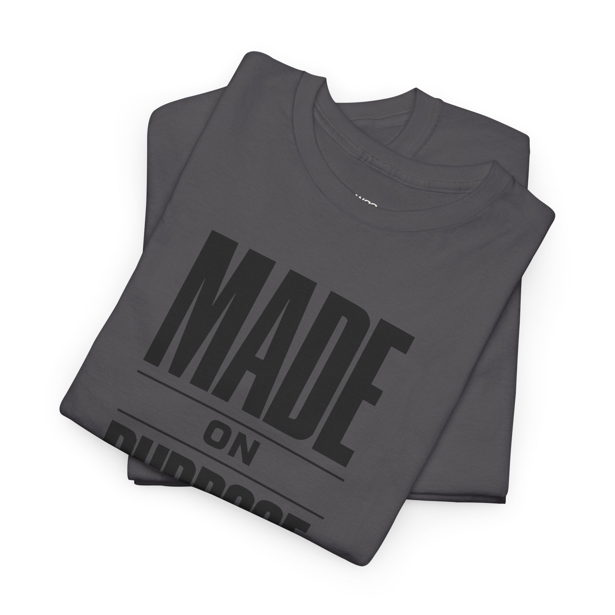 Wear Your Worship MADE ON PURPOSE streetwear graphic T-shirt with bold minimal statement design, faith-inspired unisex apparel.