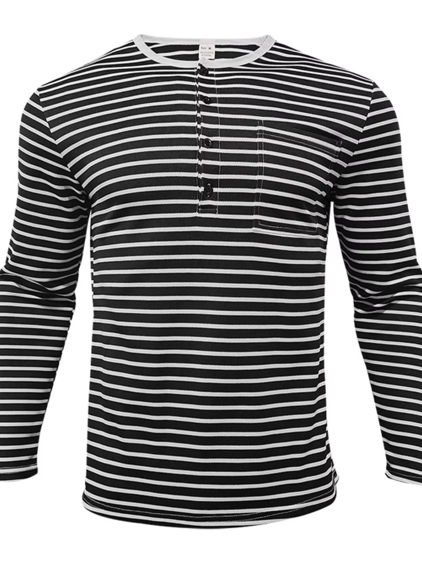 Men's striped long sleeve T-shirt in plus size by Plush Fashion Hub, featuring a comfortable fit and modern design.