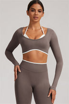 Fitglutes Activewear long sleeve crop top and leggings 2-piece set, stylish gymwear designed for workouts and active lifestyles.