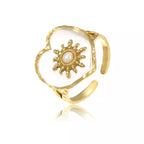 18K gold-plated adjustable open ring with a sleek, minimalist design, showcasing a shiny gold finish and open band style.