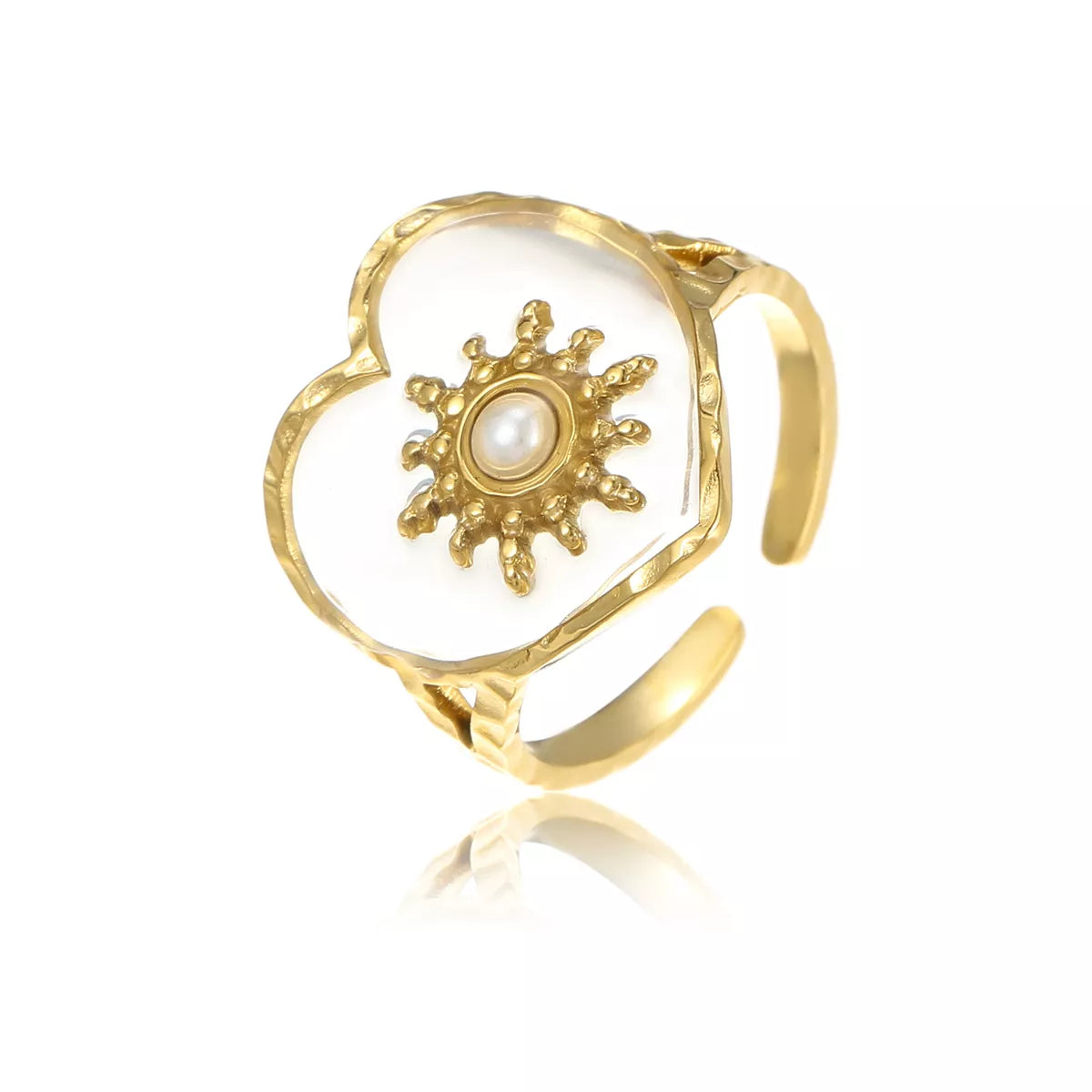 18K gold-plated adjustable open ring with a sleek, minimalist design, showcasing a shiny gold finish and open band style.