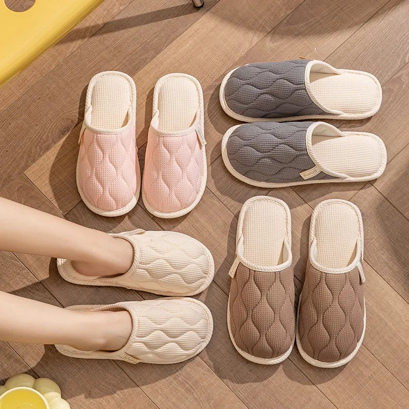 Shopimist round toe flats slippers with soft fabric upper and comfortable flat sole, ideal for casual wear and indoor comfort.