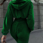 Women's velvet high-waist top and flared pants two-piece set, casual autumn fashion by LadyShow.Store