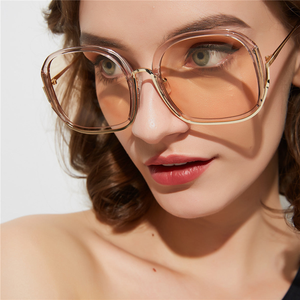 Large half-frame UV400 sunglasses by FitiqueFit with colorful fashion shades, featuring vibrant tinted lenses and stylish design.