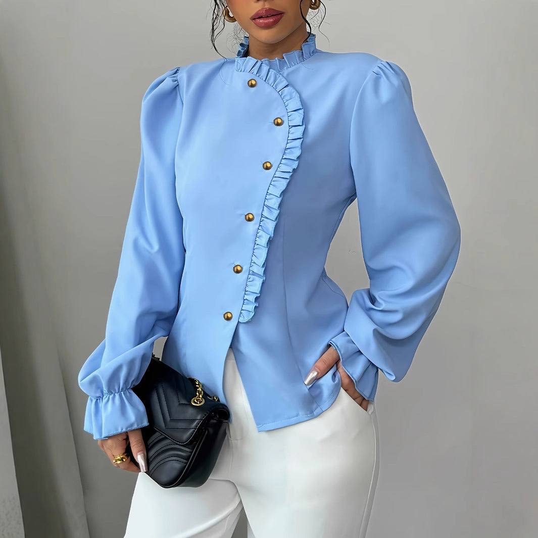 Elegant eprolo women's pleated long sleeve blouse with a stylish design, perfect for fashion-forward women's wardrobe.