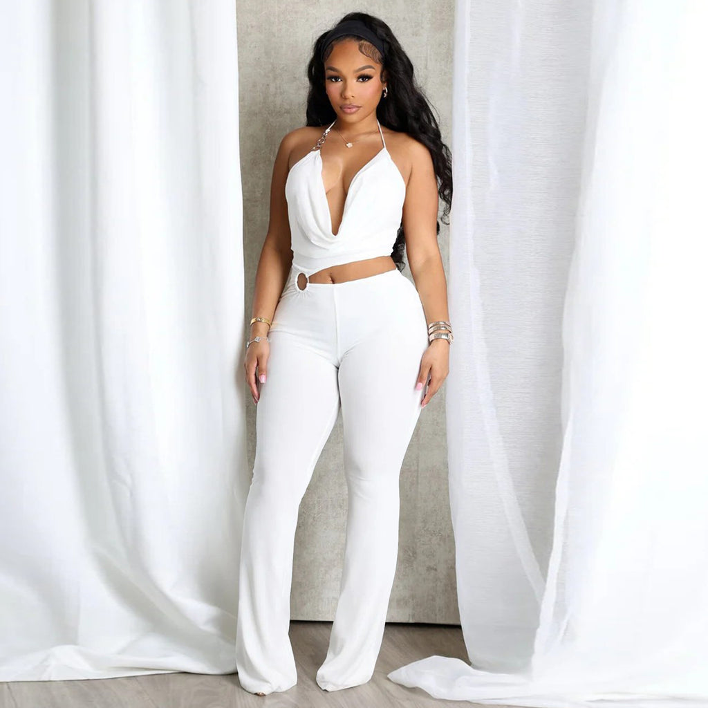 Sleek Halter Neck Cut-Out Waist Jumpsuit