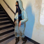 Vintage Distressed Denim Pants for Women, Washed Painted Dirty Look Long Jeans, Autumn Winter New Style
