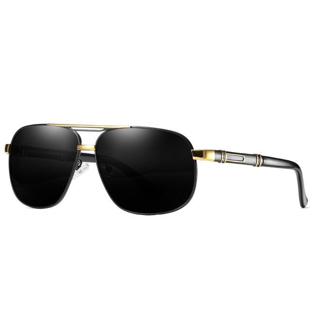 Black polarized driving sunglasses for men by Plush Fashion Hub, stylish designer eyewear with UV protection and sleek frame design.