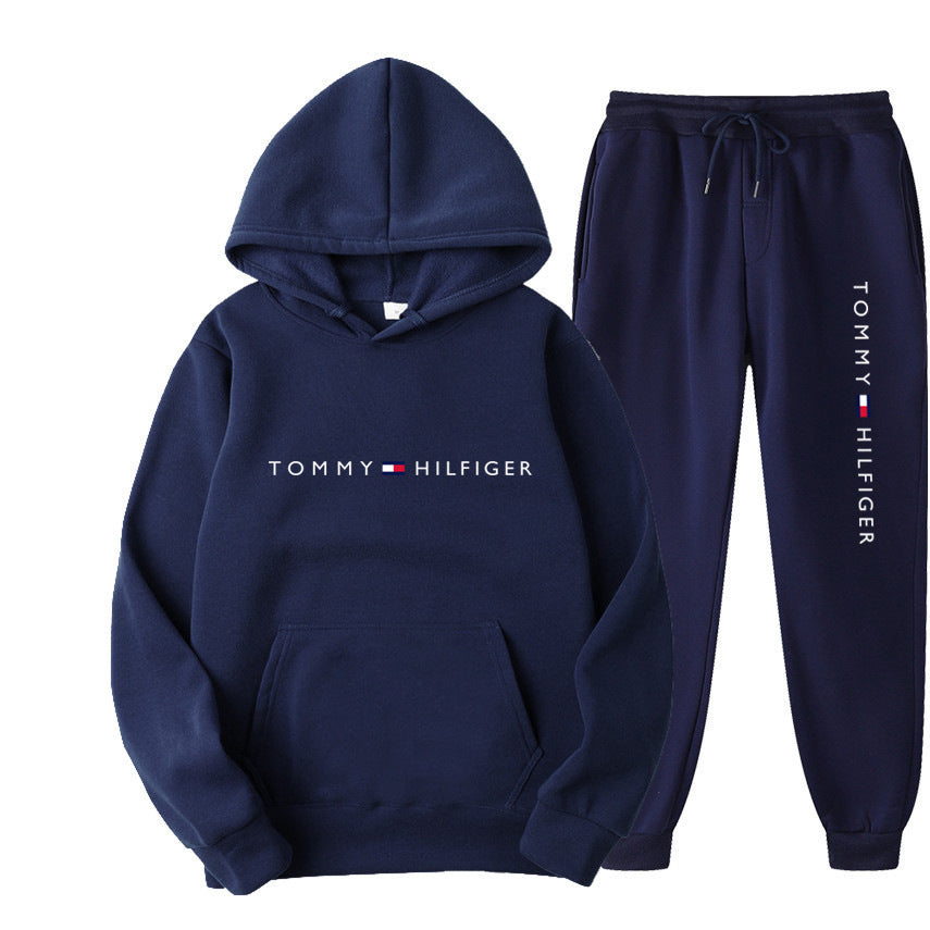 Spring and Autumn Leisure Sports Hoodie Printed Men's Set