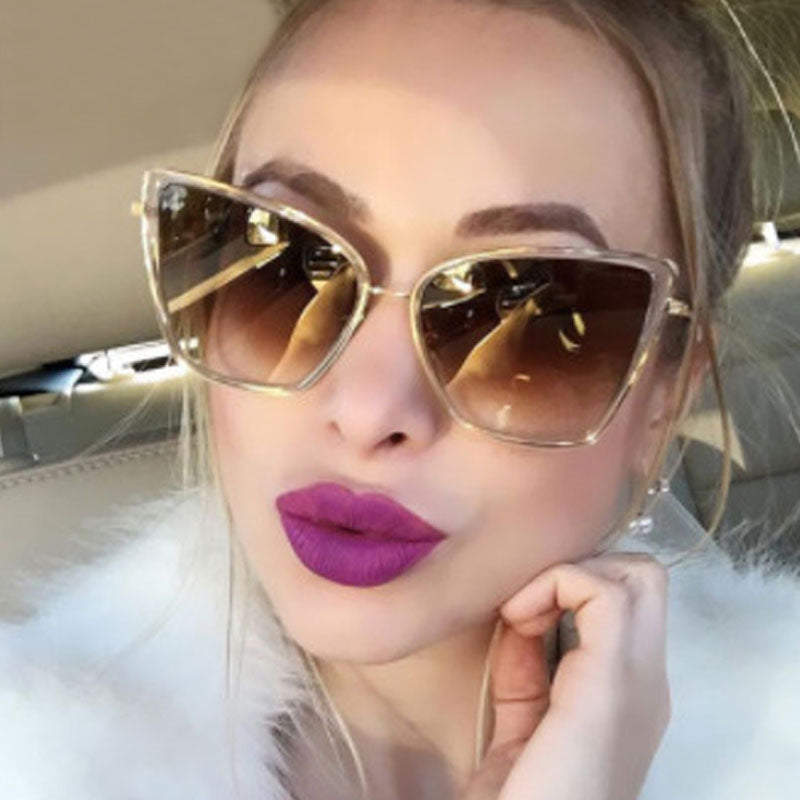 Black mirror cat eye sunglasses for women by Plush Fashion Hub, stylish eye wear with bold, fashionable frames.