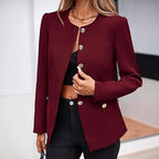 Women’s Round Neck Button Cardigan – Long Sleeve Classic Knit Sweater