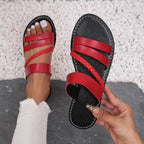 Shopimist open toe flats sandals with minimalist design, featuring slim straps and a comfortable flat sole.