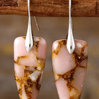 Natural stone geometric shape earrings by Shopimist featuring unique, handcrafted design with modern angular forms and earthy tones.