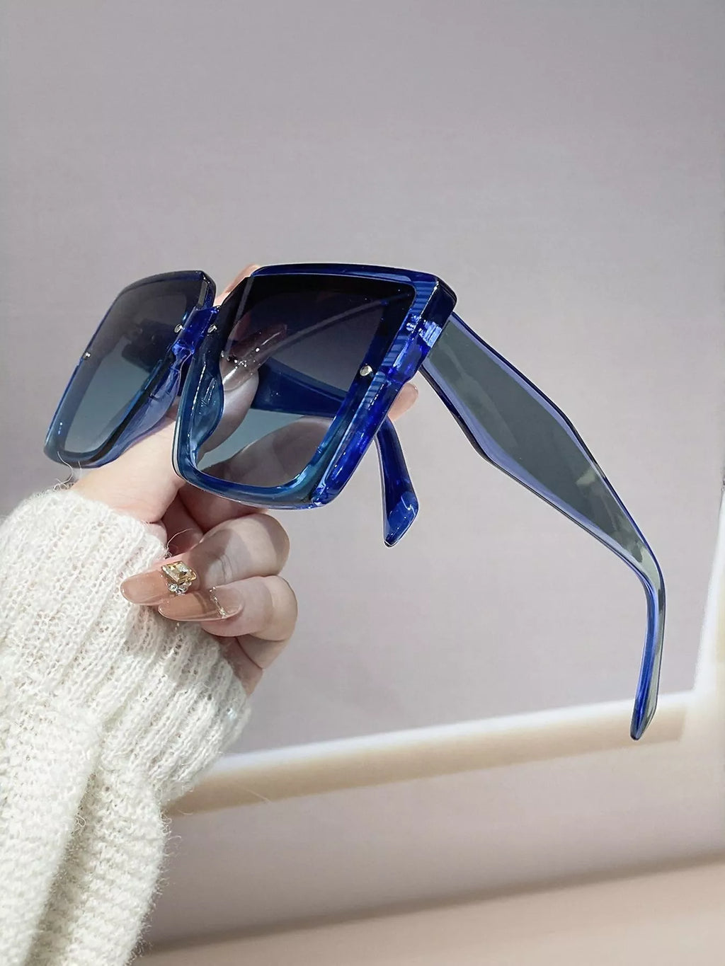 Oversized gradient square sunglasses by Trendsi, stylish accessories with tinted lenses and bold square frames.