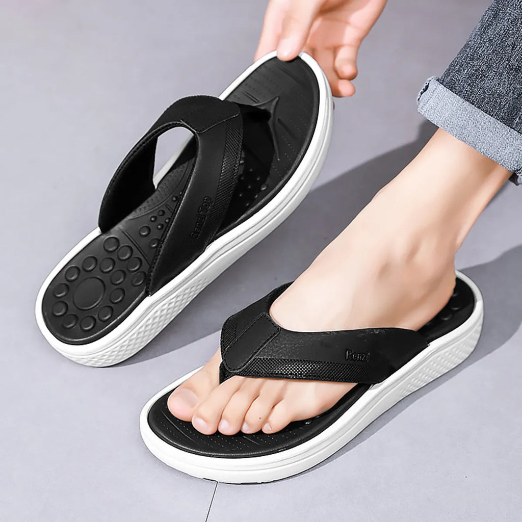 Plush Fashion Hub toe post platform sandals with cushioned footbed and stylish design, perfect for casual summer wear.