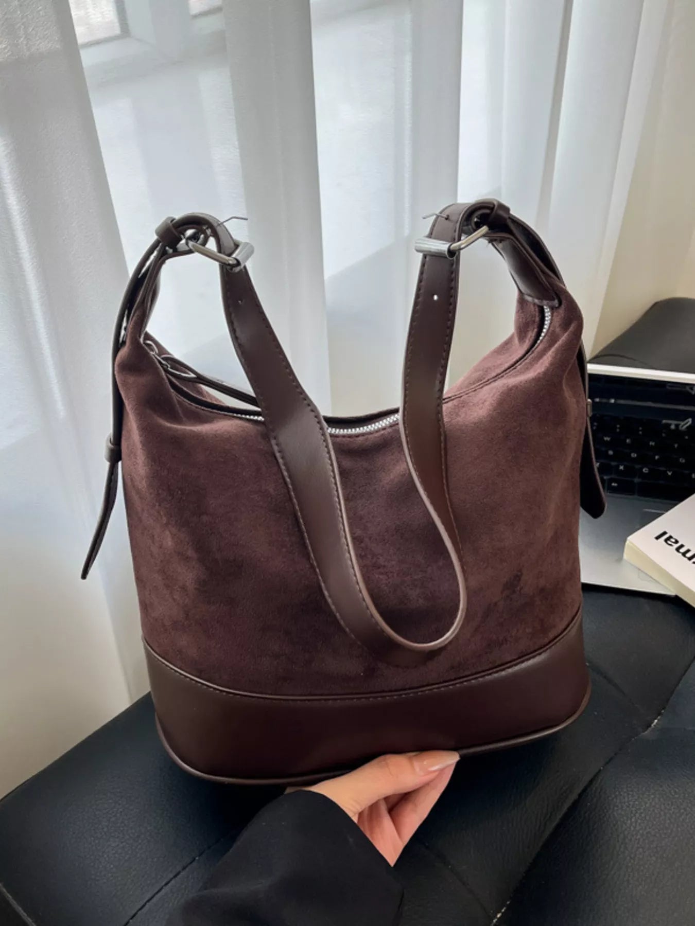 Shopimist adjustable strap tote bag with spacious interior and durable design, perfect for daily use and versatile styling.