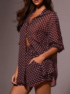 Polka Dot Button Up Shirt and Shorts Set