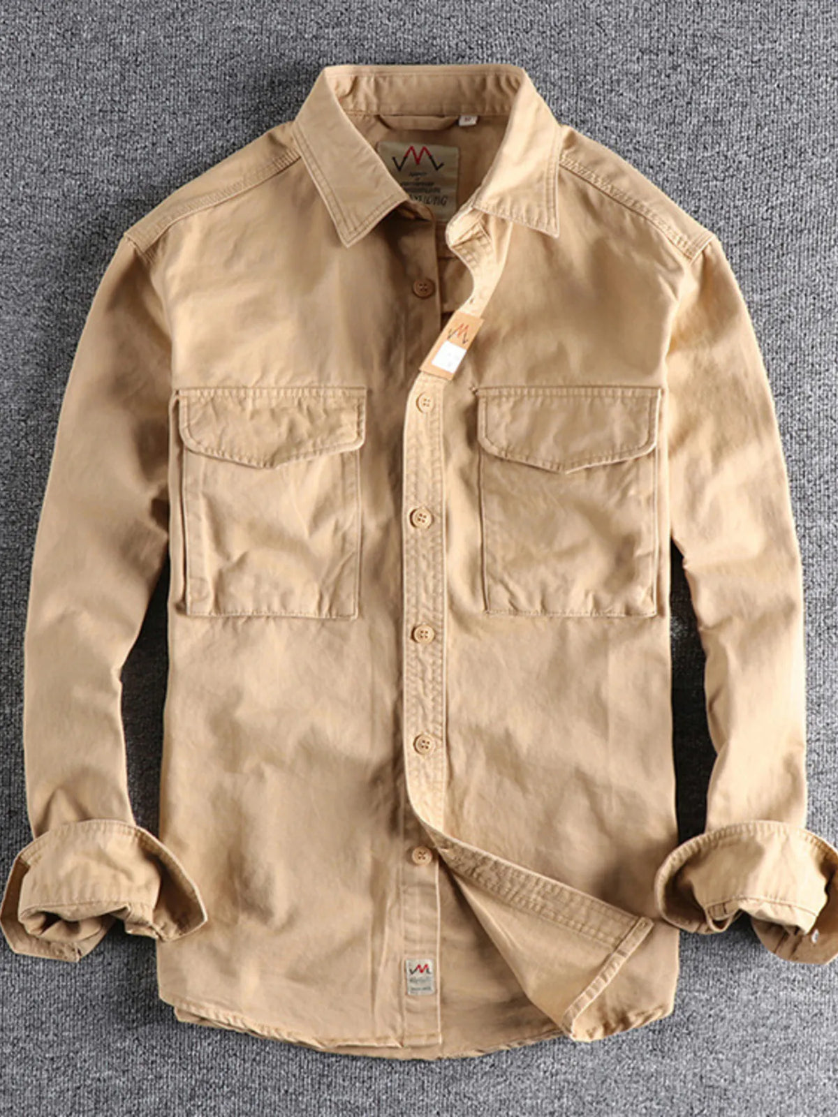 Men's plus size button-up shirt with chest pockets, stylish men's shirt from Trendsi, featuring a comfortable fit and classic design.