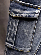 Men's relaxed fit drawstring jeans by Shopimist, plus size denim with comfortable waistband and casual style.
