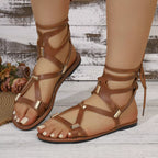 Shopimist lace-up open toe sandals with stylish straps and open toe design, perfect for casual or summer wear.