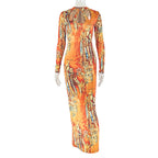 Plush Fashion Hub round-neck long-sleeve retro trendy dress displayed on a hanger, featuring a fitted silhouette and vintage-inspired style.