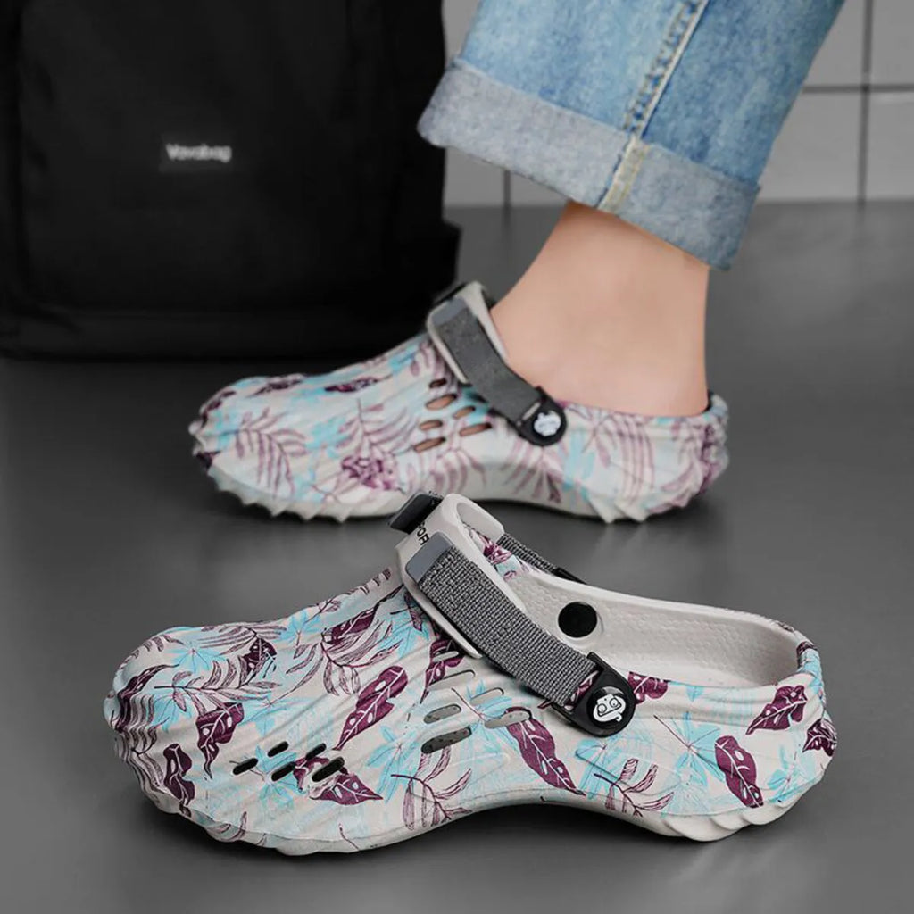 Men's floral pattern breathable sandals by Trendsi, featuring comfortable design and stylish floral print, perfect for warm weather.