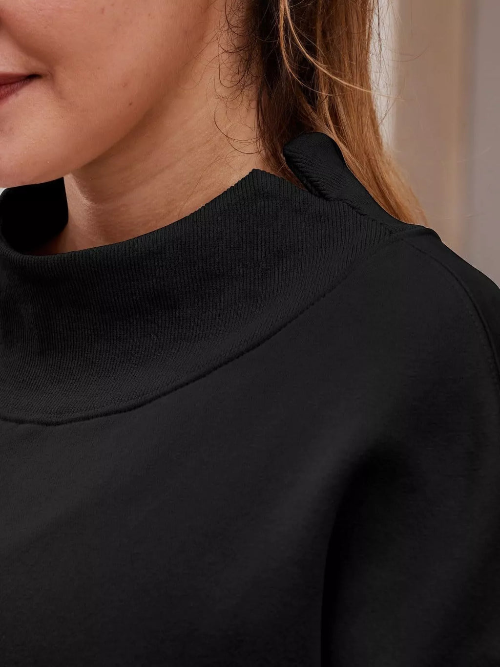 Women's oversized mock neck dropped shoulder sweatshirt from Trendsi, casual pullover with relaxed fit and cozy fabric.