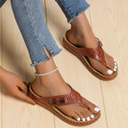 Women's comfortable toe post wedge sandals by Trendsi, stylish summer footwear with cushioned soles and trendy design.