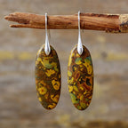 Natural stone copper dangle earrings with elegant design, featuring lightweight earrings with earthy tones and handcrafted craftsmanship.