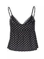 Polka dot lace trim cami top by Shopimist featuring a delicate lace neckline and polka dot fabric for a feminine look.