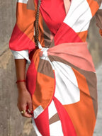 Printed collared neck shirt dress from Plush Fashion Hub featuring a stylish collar, button front, and casual fit.